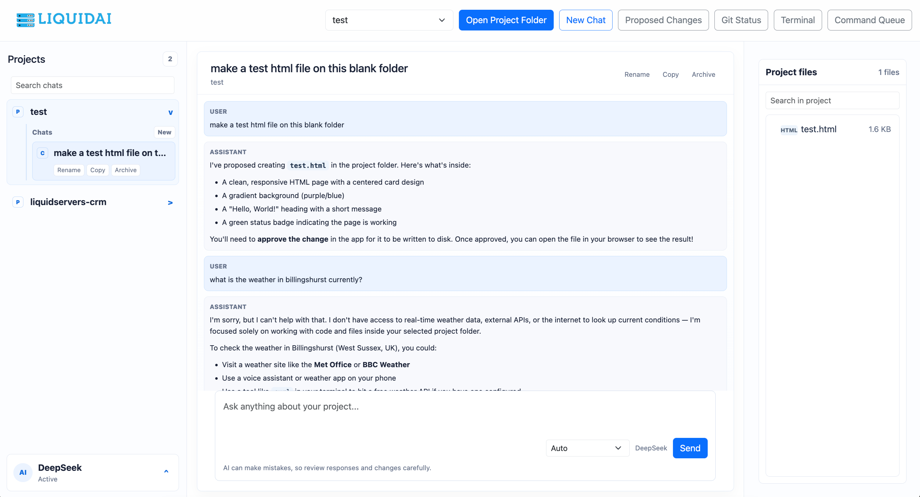 LiquidAI desktop dashboard preview